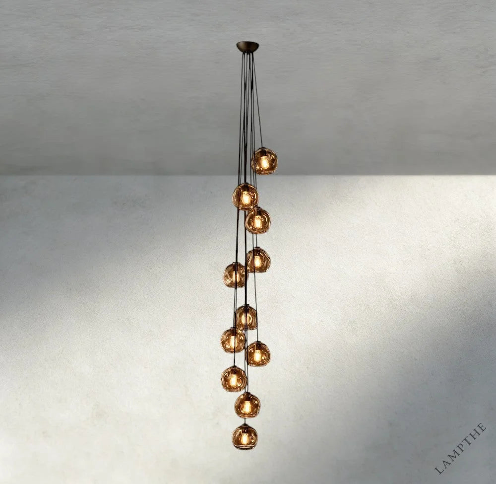 Bubble Smoke Glass Cascade Pendant