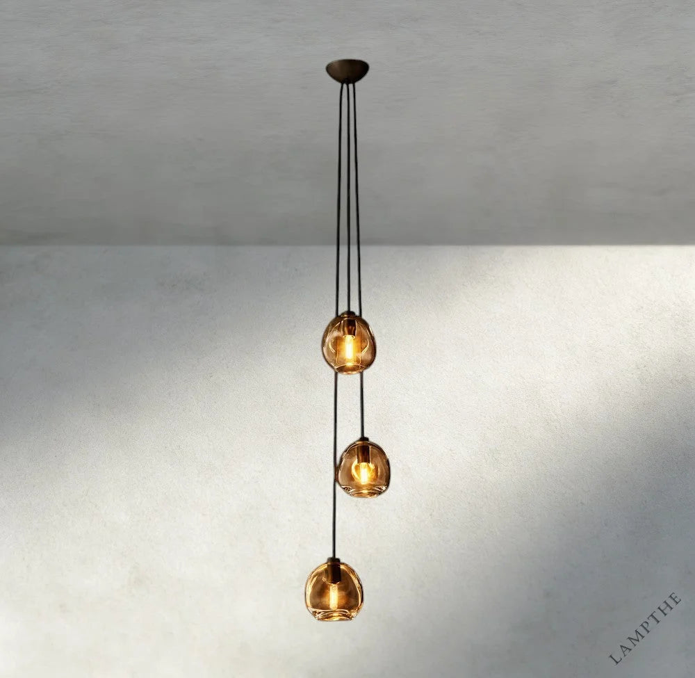 Bubble Smoke Glass Cascade Pendant