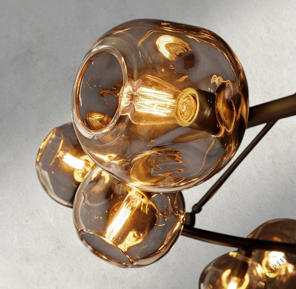 Bubble Smoke Glass Round Chandelier