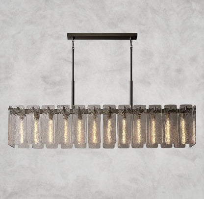 72" / Bronze Calamette Glass Rectangular Chandelier 60", 72"