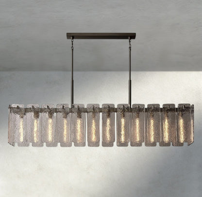 72" / Bronze Calamette Glass Rectangular Chandelier 60", 72"