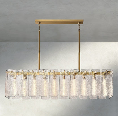 60" / Brass Calamette Glass Rectangular Chandelier 60", 72"