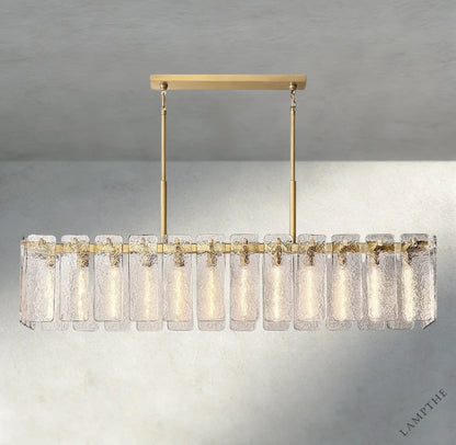 72" / Brass Calamette Glass Rectangular Chandelier 60", 72"