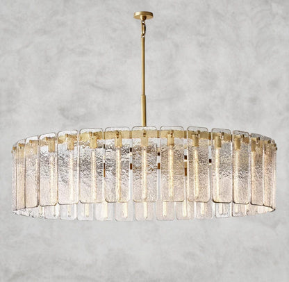 60" / Brass Calamette Glass Round Chandelier 36", 48", 60"
