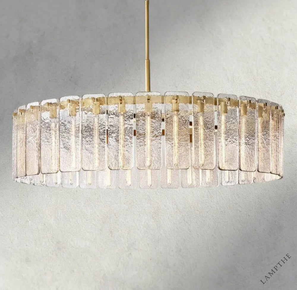 60" / Brass Calamette Glass Round Chandelier 36", 48", 60"