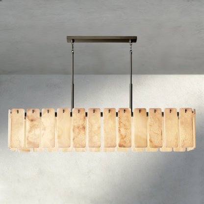 74" / Bronze Calamette Onyx Rectangular Alabaster Chandelier 60", 74"
