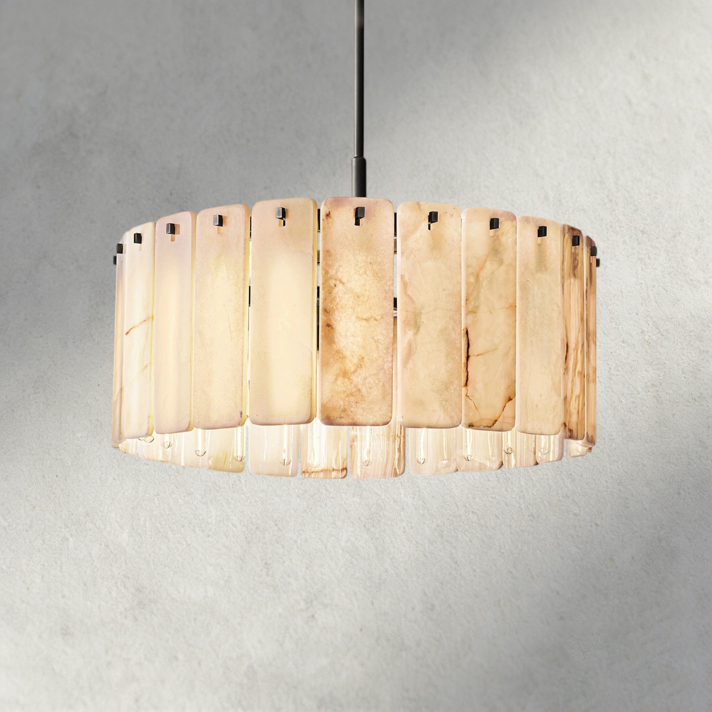 36" / Bronze Calamette Onyx Round Alabaster Chandelier 36". 48", 60"