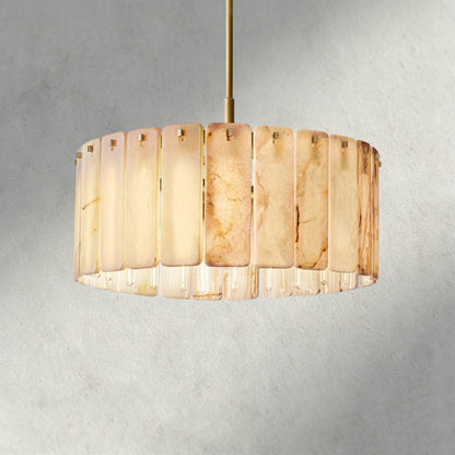 36" / Brass Calamette Onyx Round Alabaster Chandelier 36". 48", 60"