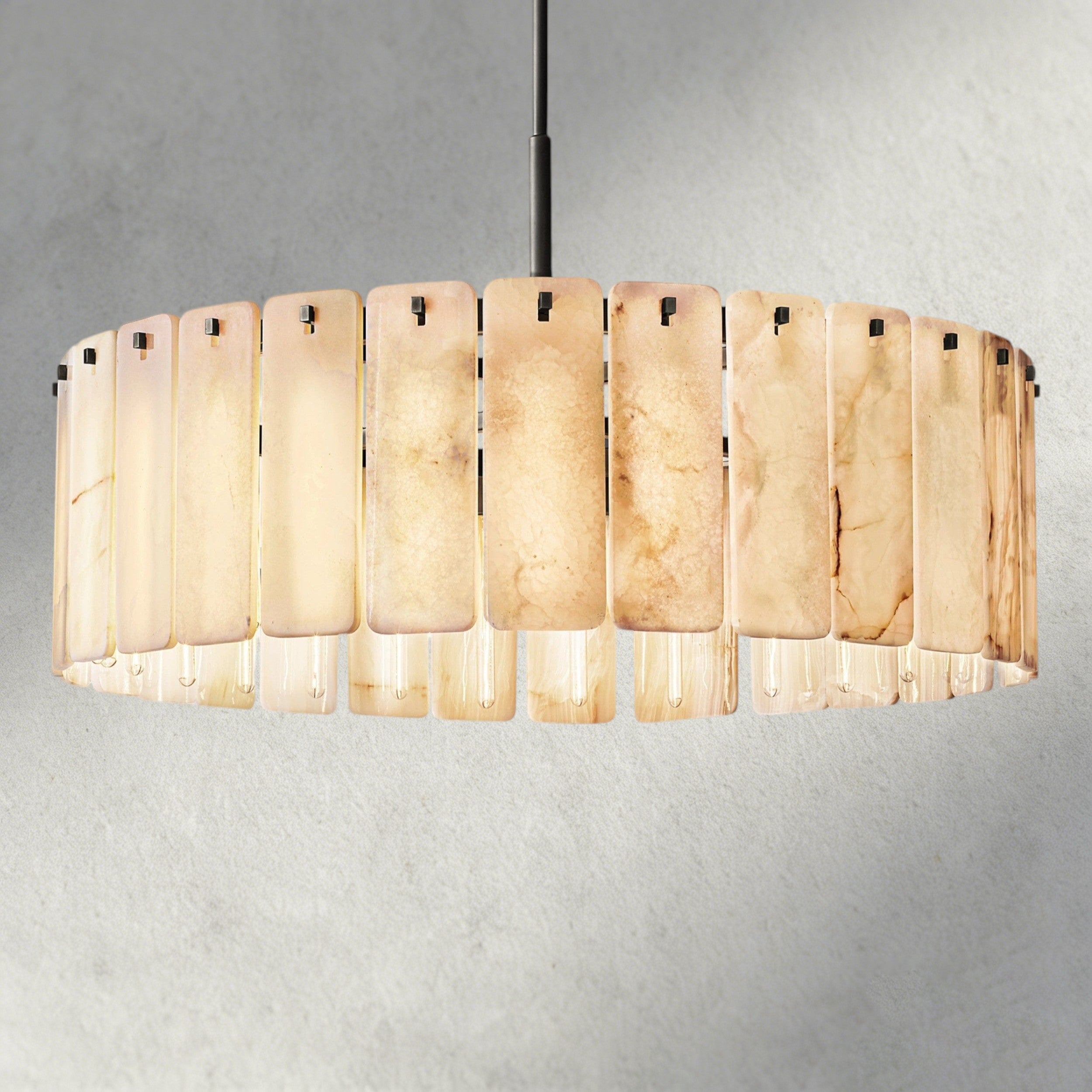 48" / Bronze Calamette Onyx Round Alabaster Chandelier 36". 48", 60"