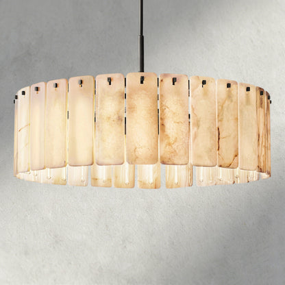 48" / Bronze Calamette Onyx Round Alabaster Chandelier 36". 48", 60"