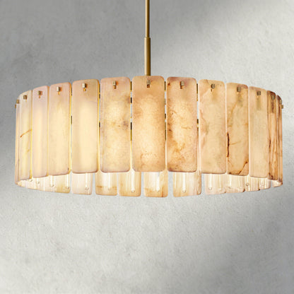 48" / Brass Calamette Onyx Round Alabaster Chandelier 36". 48", 60"