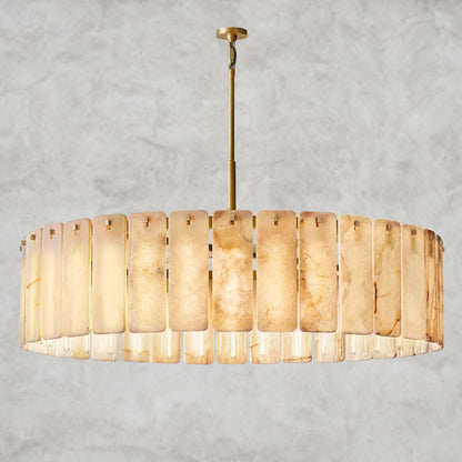 60" / Brass Calamette Onyx Round Alabaster Chandelier 36". 48", 60"