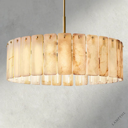 48" / Brass Calamette Onyx Round Alabaster Chandelier 36". 48", 60"