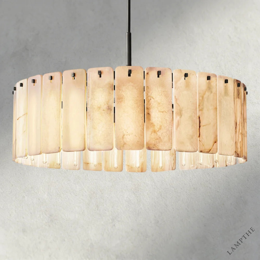 48" / Bronze Calamette Onyx Round Alabaster Chandelier 36". 48", 60"