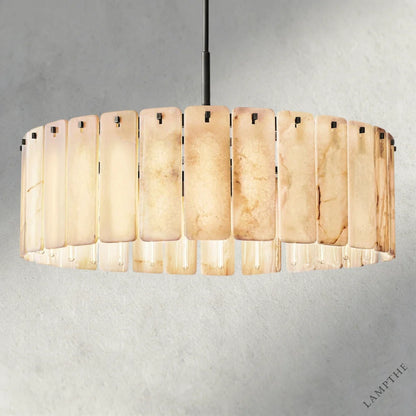 48" / Bronze Calamette Onyx Round Alabaster Chandelier 36". 48", 60"