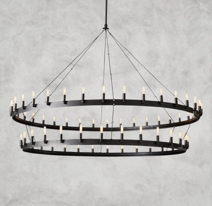 73" / Bronze Camino Vintage Filament Two-Tier Chandelier 38", 50", 63", 71"