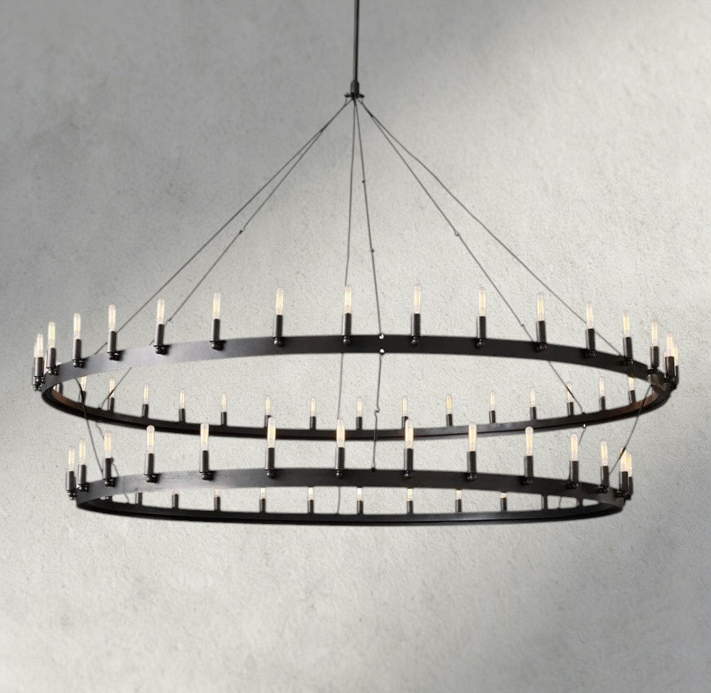 73" / Bronze Camino Vintage Filament Two-Tier Chandelier 38", 50", 63", 71"