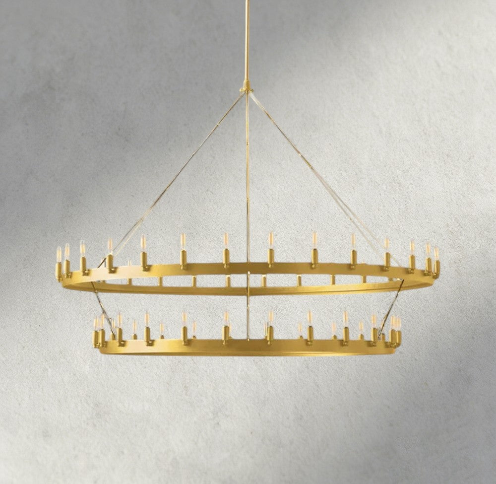 63" / Brass Camino Vintage Filament Two-Tier Chandelier 38", 50", 63", 71"