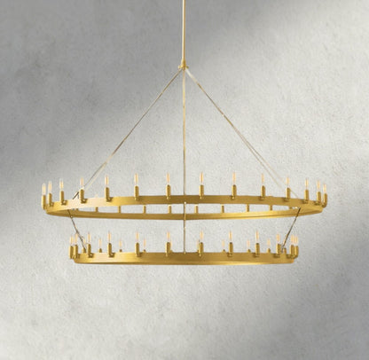 63" / Brass Camino Vintage Filament Two-Tier Chandelier 38", 50", 63", 71"