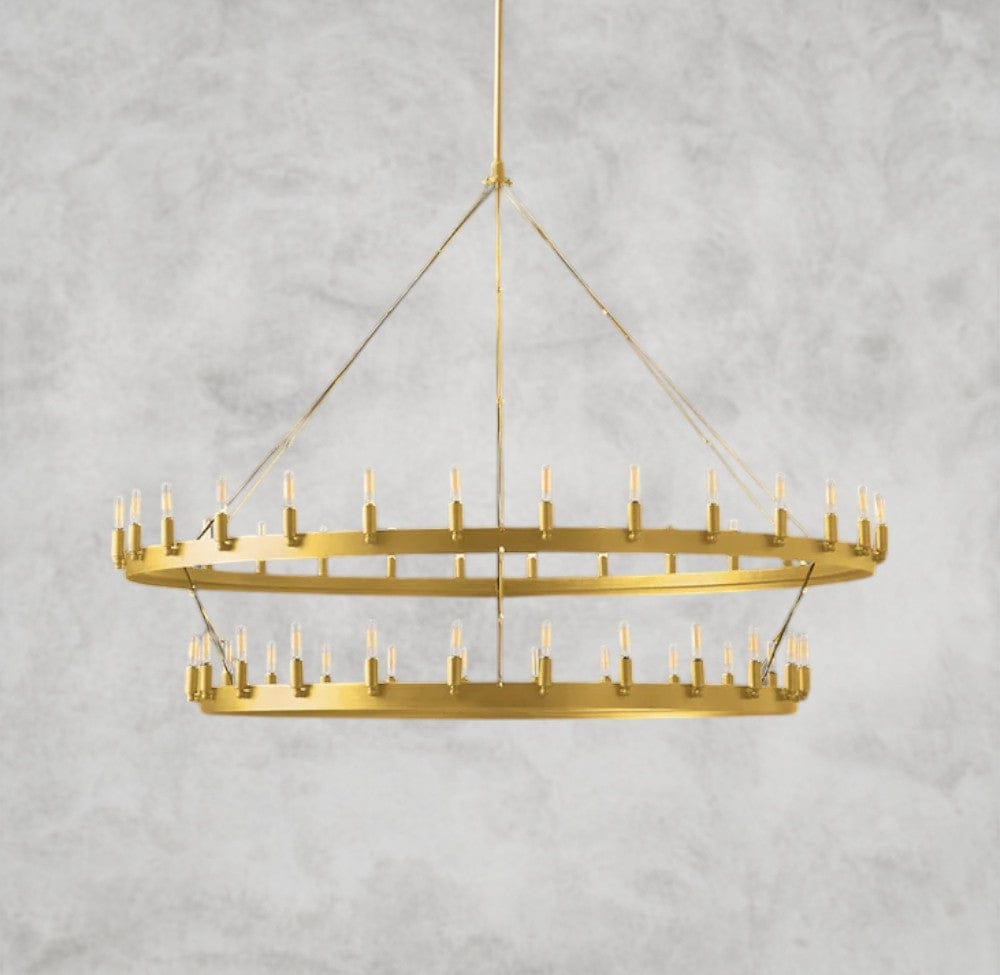 63" / Brass Camino Vintage Filament Two-Tier Chandelier 38", 50", 63", 71"