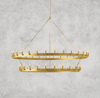 63" / Brass Camino Vintage Filament Two-Tier Chandelier 38", 50", 63", 71"