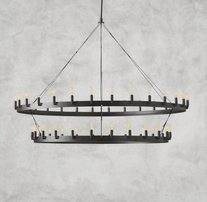 63" / Bronze Camino Vintage Filament Two-Tier Chandelier 38", 50", 63", 71"