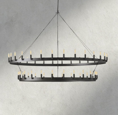 63" / Bronze Camino Vintage Filament Two-Tier Chandelier 38", 50", 63", 71"