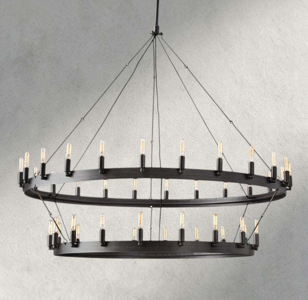 50" / Bronze Camino Vintage Filament Two-Tier Chandelier 38", 50", 63", 71"