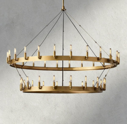 38" / Brass Camino Vintage Filament Two-Tier Chandelier 38", 50", 63", 71"
