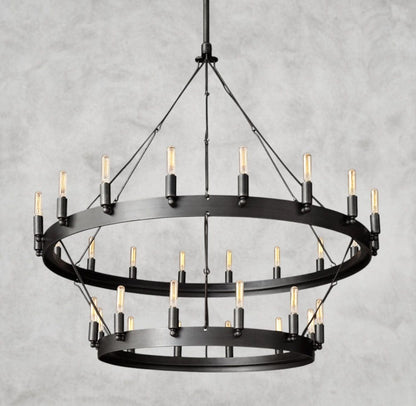 38" / Bronze Camino Vintage Filament Two-Tier Chandelier 38", 50", 63", 71"