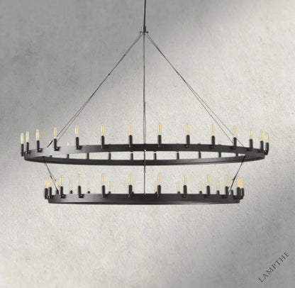 63" / Bronze Camino Vintage Filament Two-Tier Chandelier 38", 50", 63", 71"