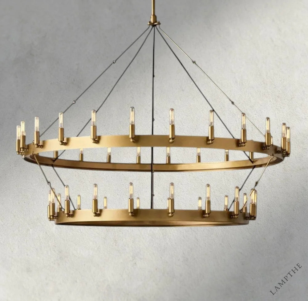 73" / Brass Camino Vintage Filament Two-Tier Chandelier 38", 50", 63", 71"