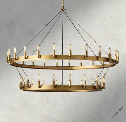 73" / Brass Camino Vintage Filament Two-Tier Chandelier 38", 50", 63", 71"