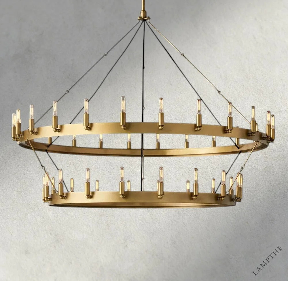 50" / Brass Camino Vintage Filament Two-Tier Chandelier 38", 50", 63", 71"