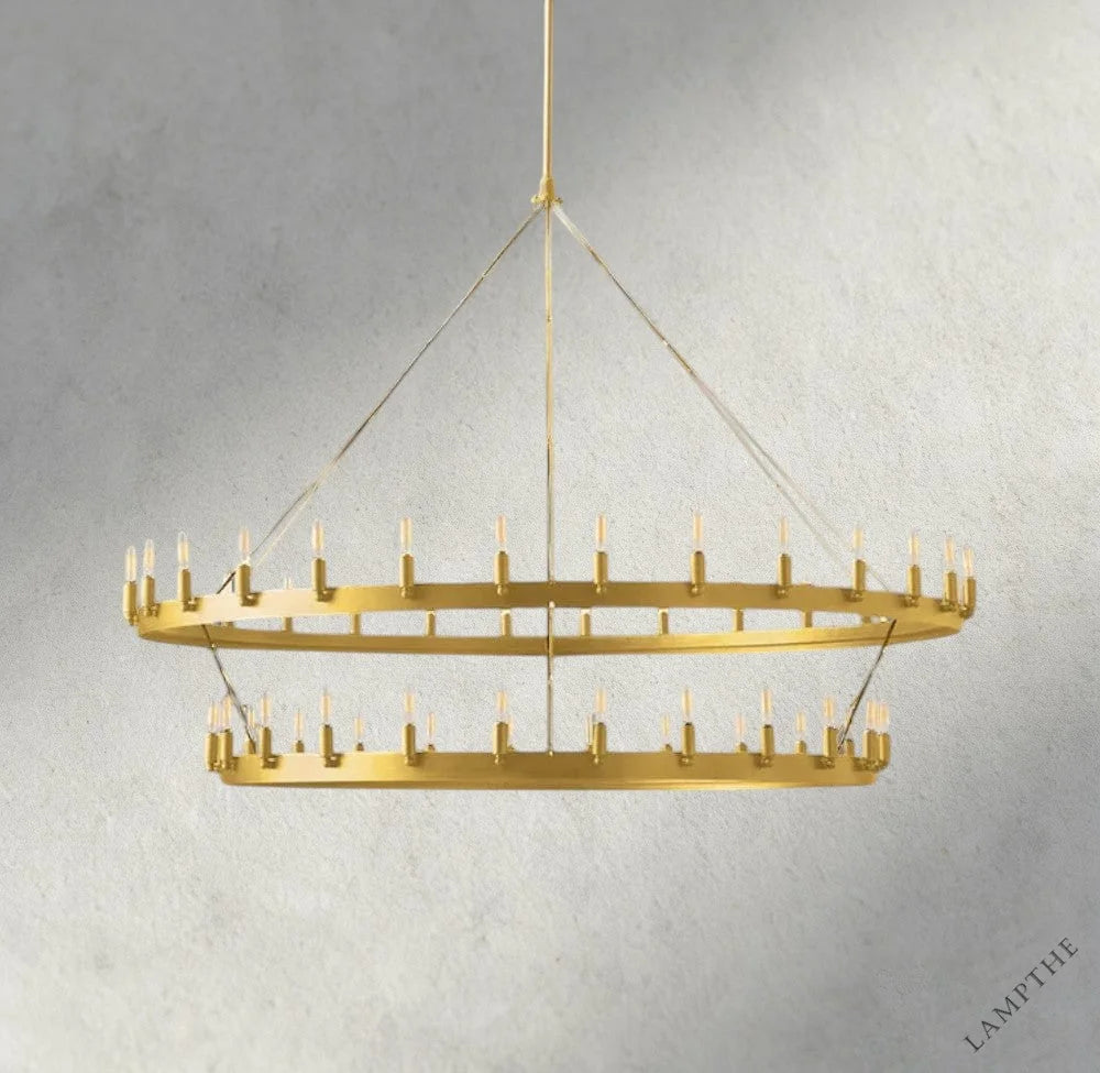63" / Brass Camino Vintage Filament Two-Tier Chandelier 38", 50", 63", 71"
