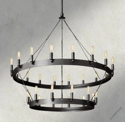 38" / Bronze Camino Vintage Filament Two-Tier Chandelier 38", 50", 63", 71"