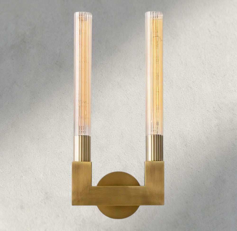 Brass Cannele Double Sconce