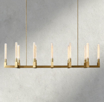 67" / Brass Cannele Linear Chandelier 55", 67"