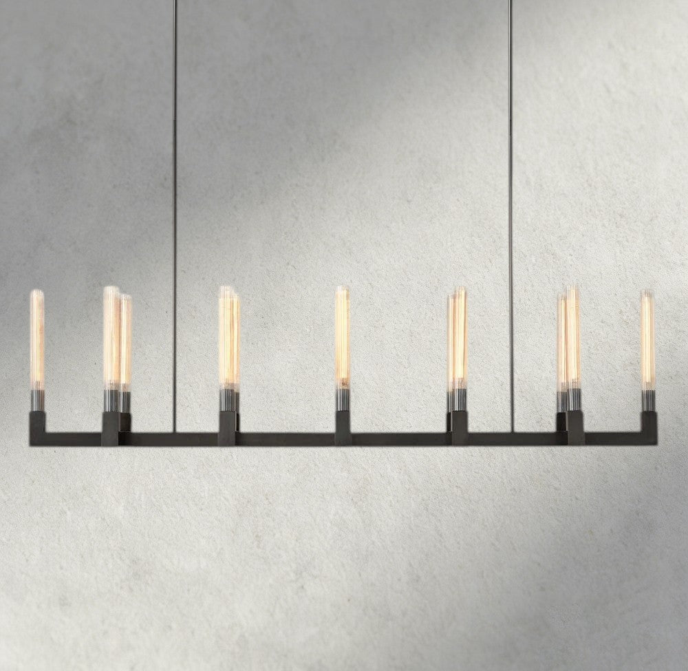 67" / Bronze Cannele Linear Chandelier 55", 67"