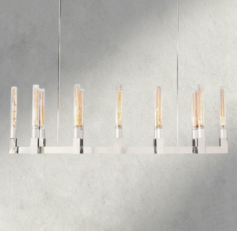55" / Nickle Cannele Linear Chandelier 55", 67"