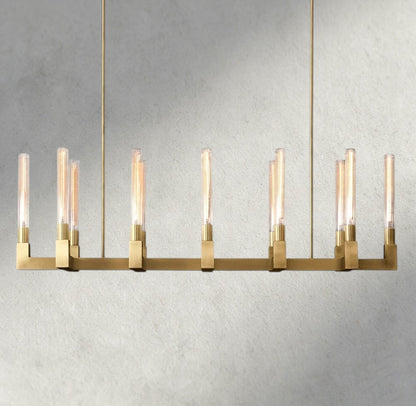 55" / Brass Cannele Linear Chandelier 55", 67"
