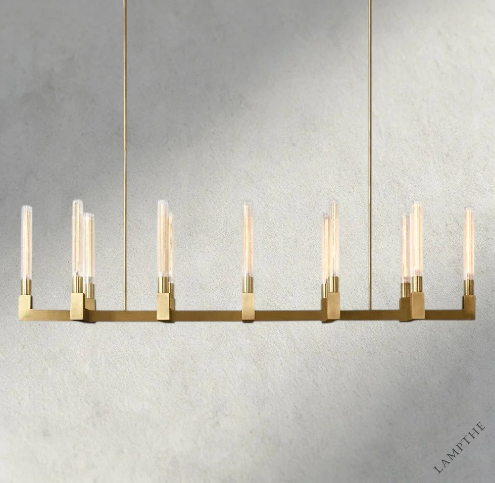 67" / Brass Cannele Linear Chandelier 55", 67"