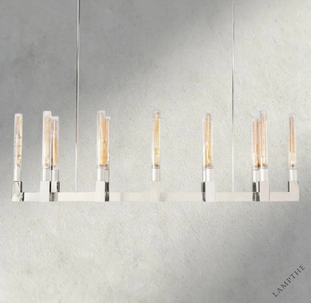 55" / Nickle Cannele Linear Chandelier 55", 67"