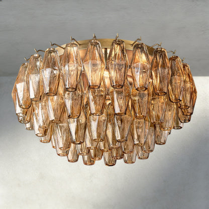 22" / Brass / Smoke Chiara Clear/ Smoke Glass Flushmount 17", 22"