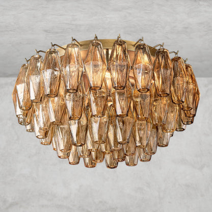 22" / Brass / Smoke Chiara Clear/ Smoke Glass Flushmount 17", 22"