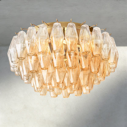22" / Brass / Clear Chiara Clear/ Smoke Glass Flushmount 17", 22"