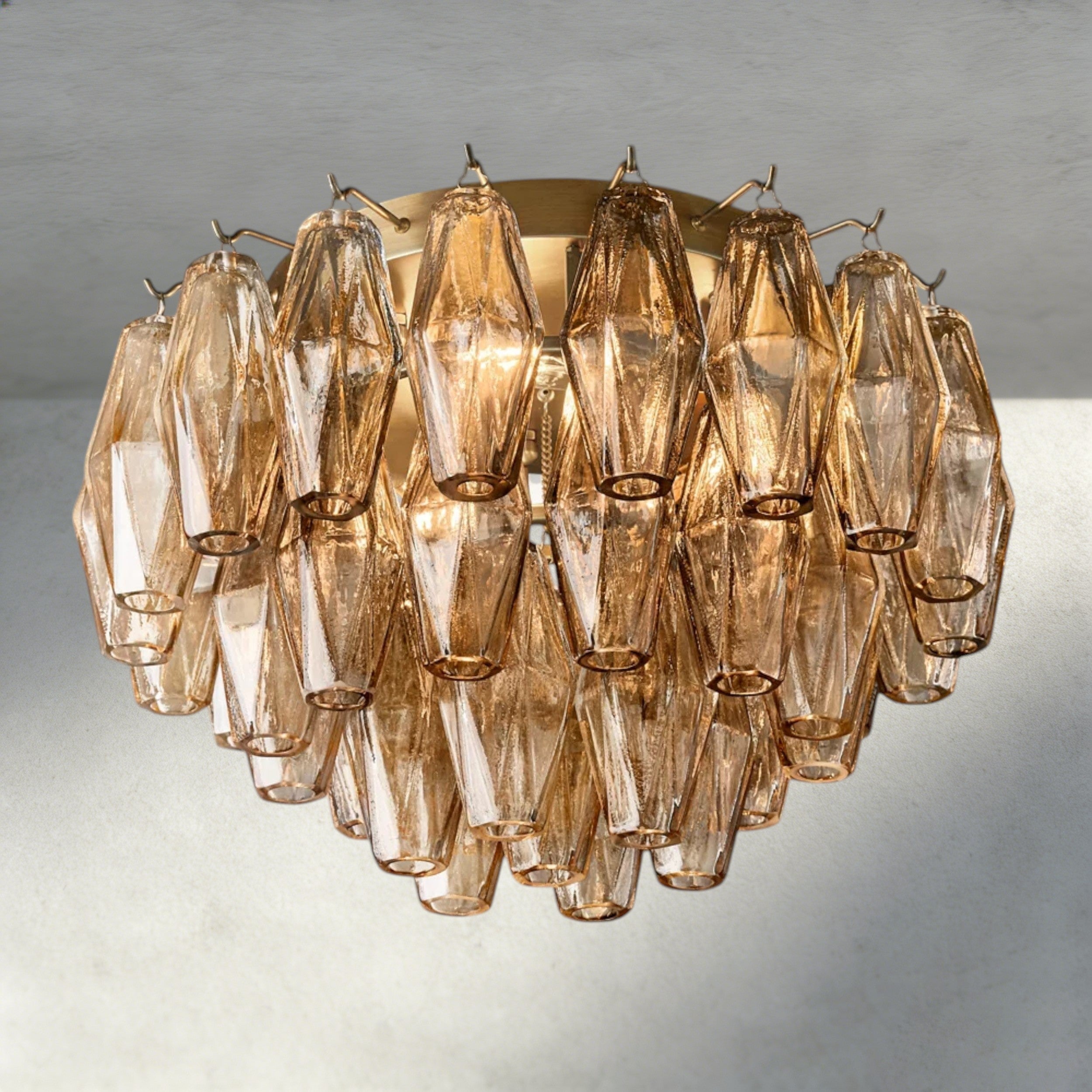 17" / Brass / Smoke Chiara Clear/ Smoke Glass Flushmount 17", 22"
