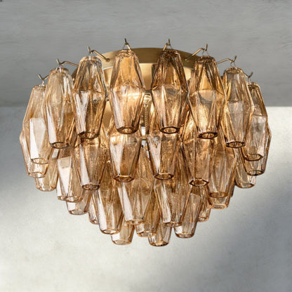 17" / Brass / Smoke Chiara Clear/ Smoke Glass Flushmount 17", 22"