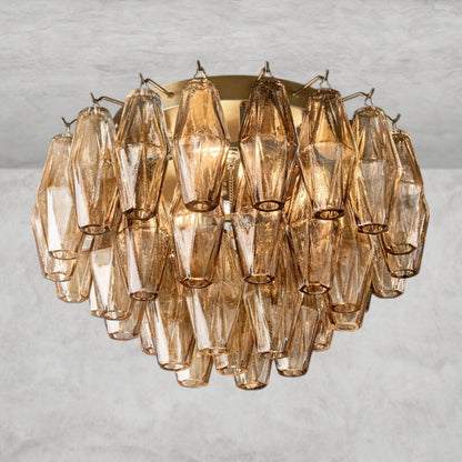 17" / Brass / Smoke Chiara Clear/ Smoke Glass Flushmount 17", 22"