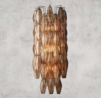 Smoke / Nickle CHIARA CLEAR/ SMOKE GLASS GRAND SCONCE 30"